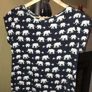 Ann Taylor Loft Elephant Print Tee Shirt